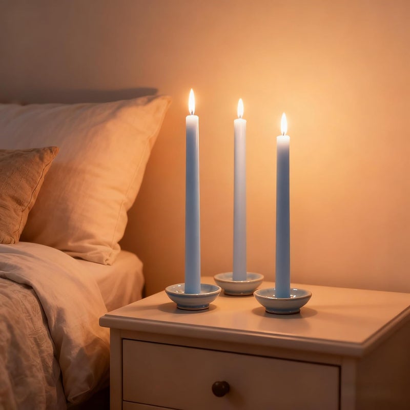 Sihuida 12-Pack Ice Blue Taper Candles, 10 Inch Unscented Dripless Candlesticks, Long-Lasting Burn Time of 7-8 Hours, Perfect for Home Décor Weddings Babyshower and Events - Image 3